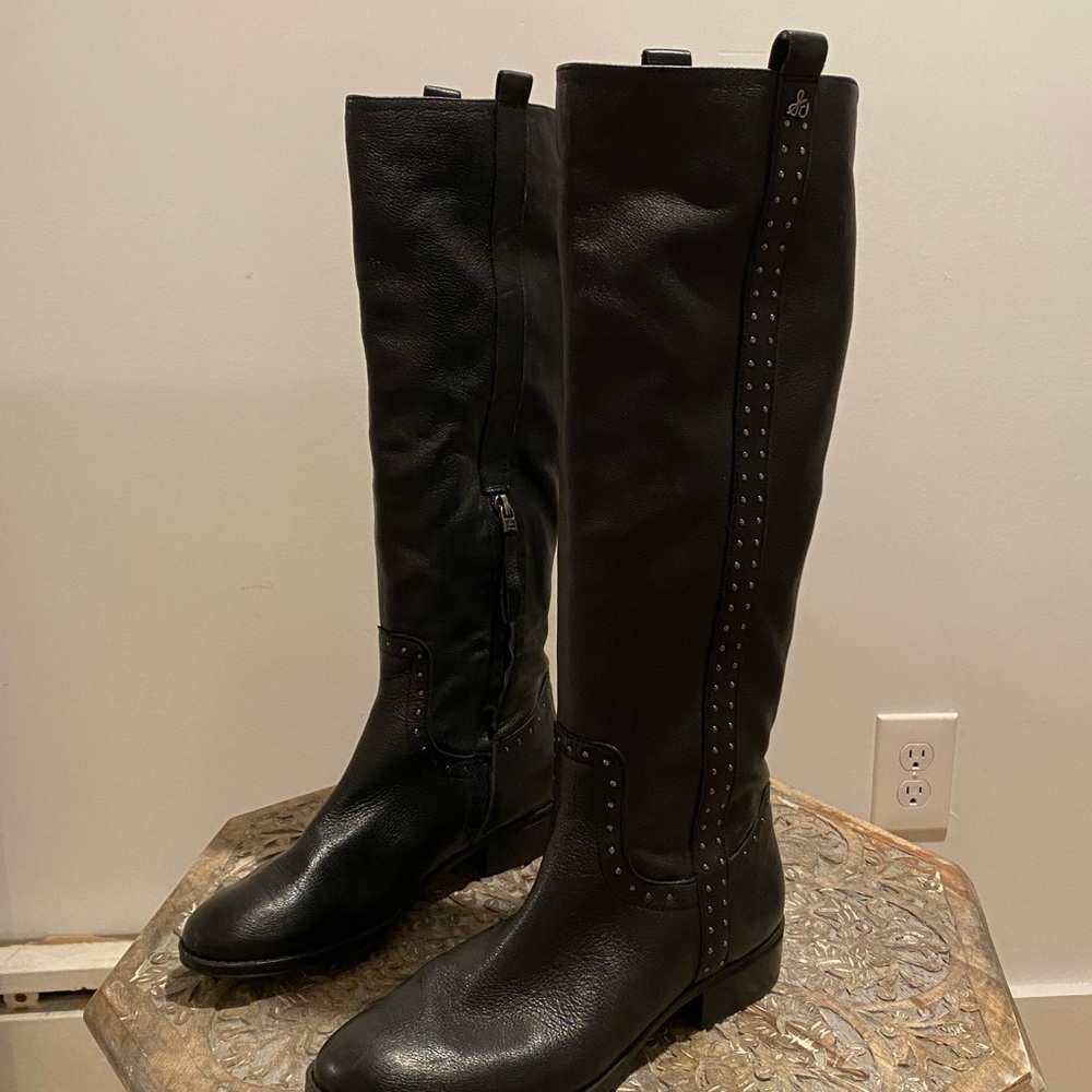 Sam Edelman Lightly worn black leather boots with studs